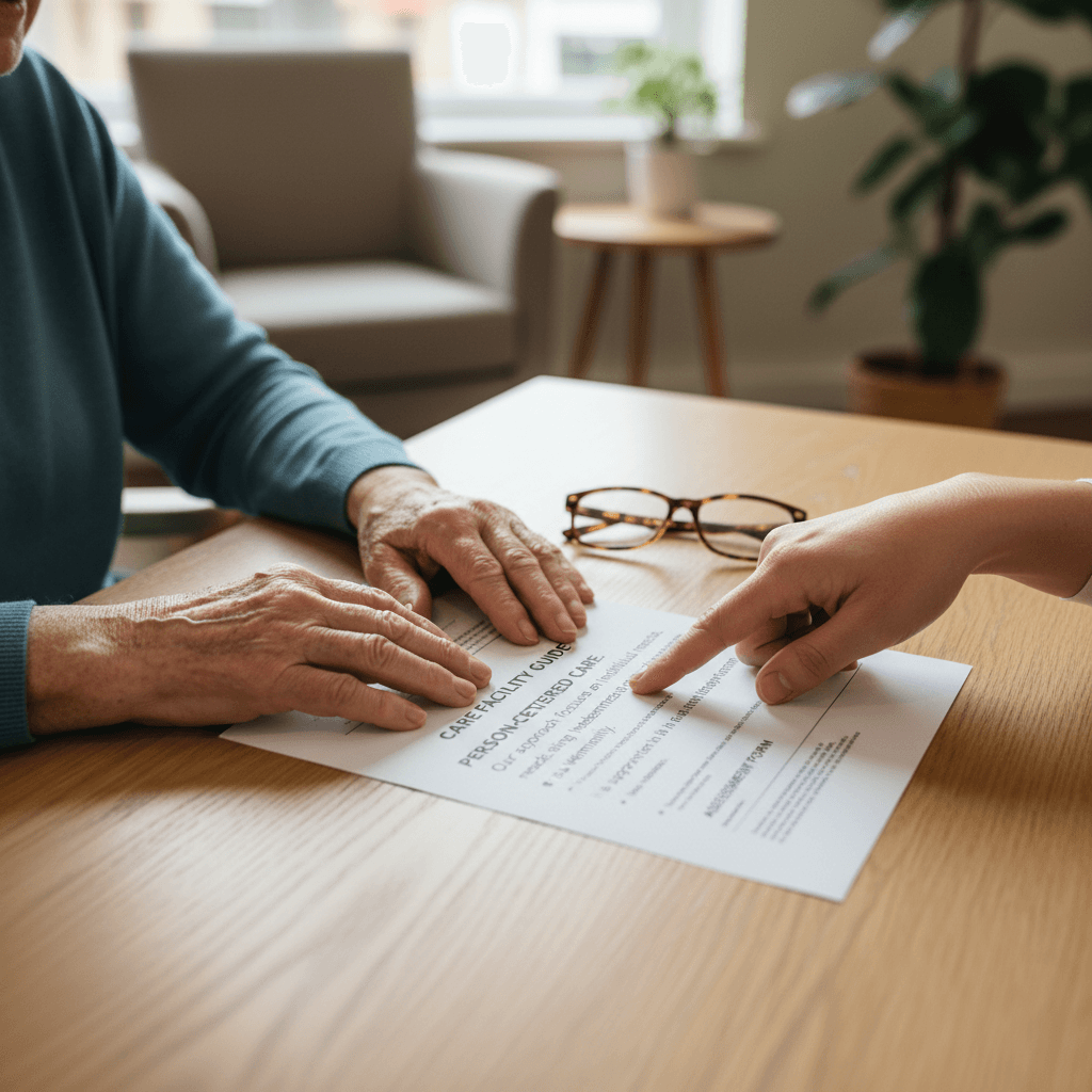 Family discussing care options with a social worker